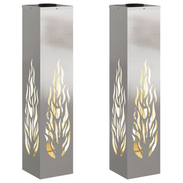 Соларна LED светлина за пътека 2 pcs Сребрист