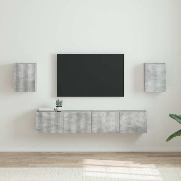 TV стенен шкаф 2 бр. Бетон Инженерна дървесина