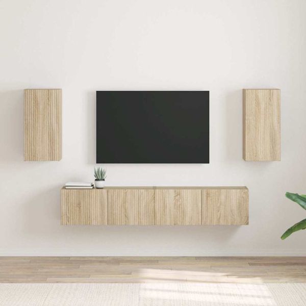 TV стенен шкаф 2 бр. Сонома Инженерна дървесина