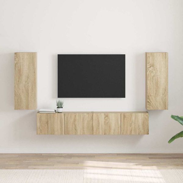 TV стенен шкаф 2 бр. Сонома Инженерна дървесина