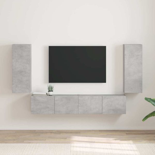 TV стенен шкаф 2 бр. Бетон Инженерна дървесина