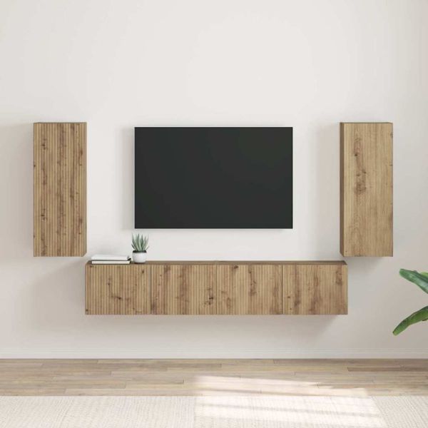 TV стенен шкаф 2 бр. Дъб Артизан Инженерна дървесина