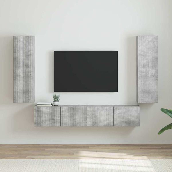 TV стенен шкаф 2 бр. Бетон Инженерна дървесина