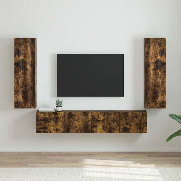 TV стенен шкаф 2 бр. Димян дъб Инженерна дървесина