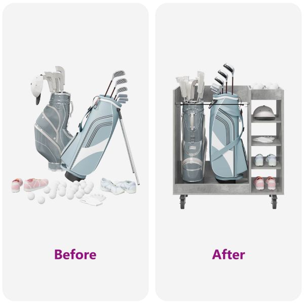 Голф шкаф с колело Едноцветен Циментено сиво 90 x 45 x 98 см