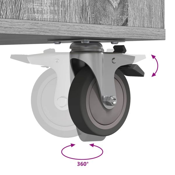Голф шкаф с колело Едноцветен Сив Сонома 90 x 45 x 98 см