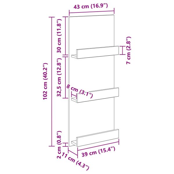 Етажерка за списания с рафт Старо дърво 43 x 11 x 102 см