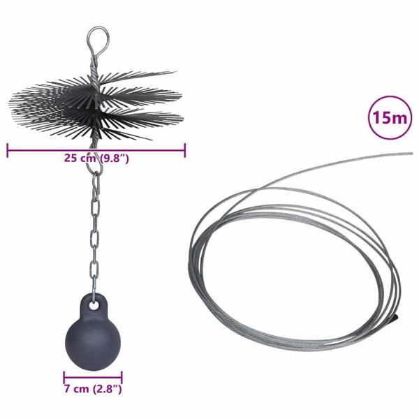 Кръгла четка за почистване на комин, диаметър 25 см