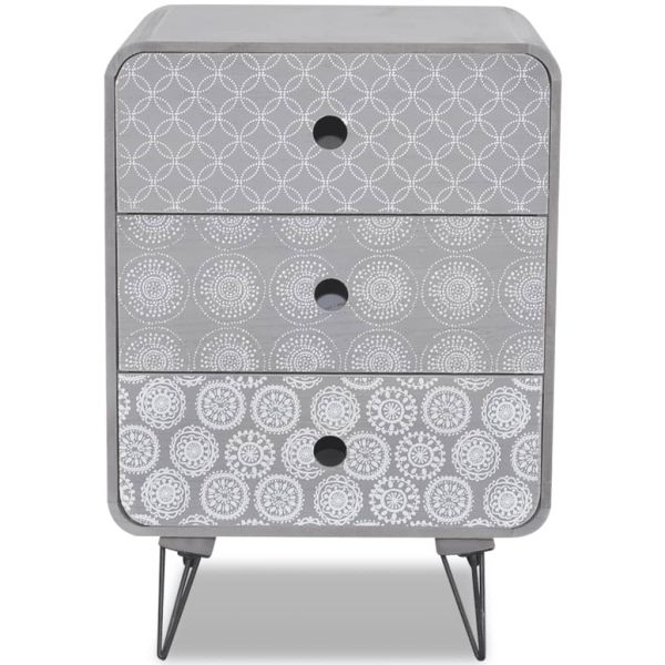 Страничен шкаф с 3 чекмеджета, сив