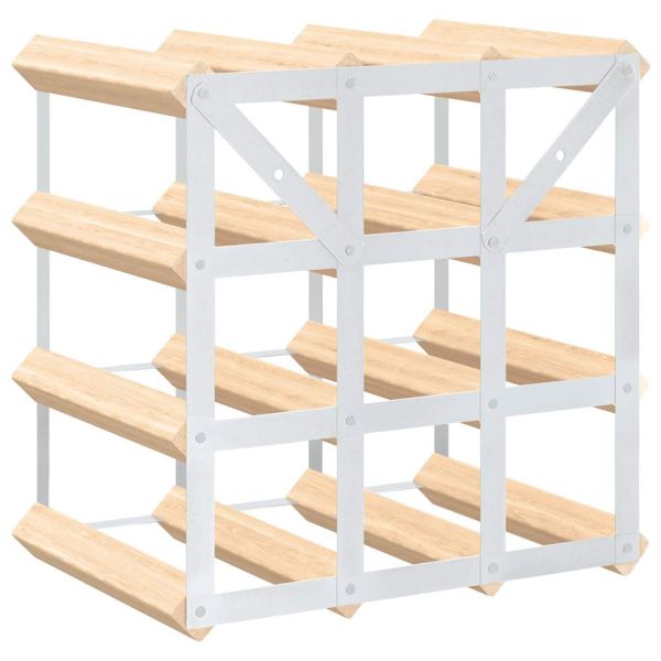 Стойка за вино за 12 бутилки, масивна борова дървесина