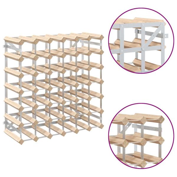 Стойка за вино за 42 бутилки, масивна борова дървесина