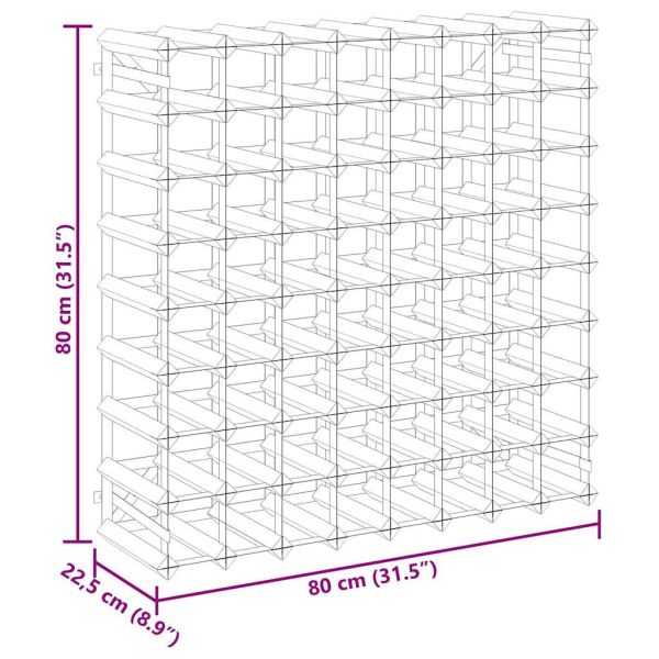 Стойка за вино за 72 бутилки, масивна борова дървесина