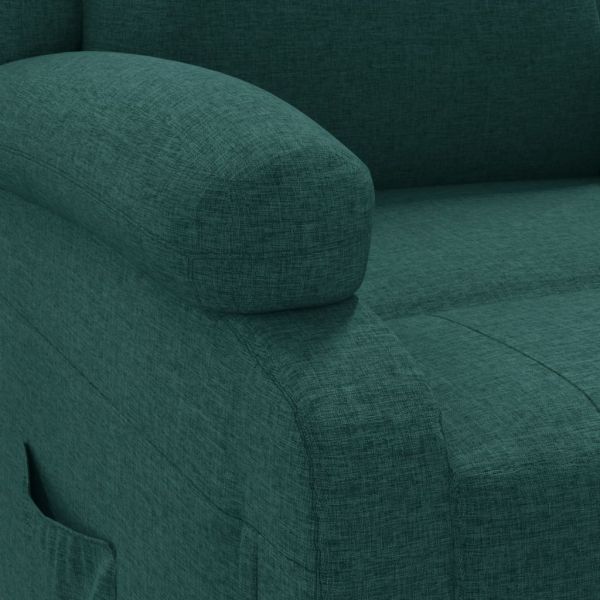 Електрически реклайнер стол, тъмнозелен, текстил