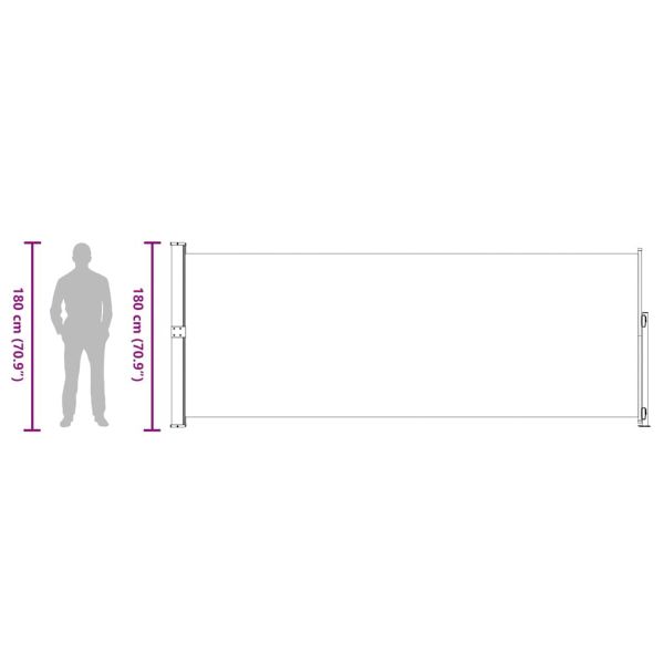 Прибираща се дворна странична тента, 180x500 см, червена