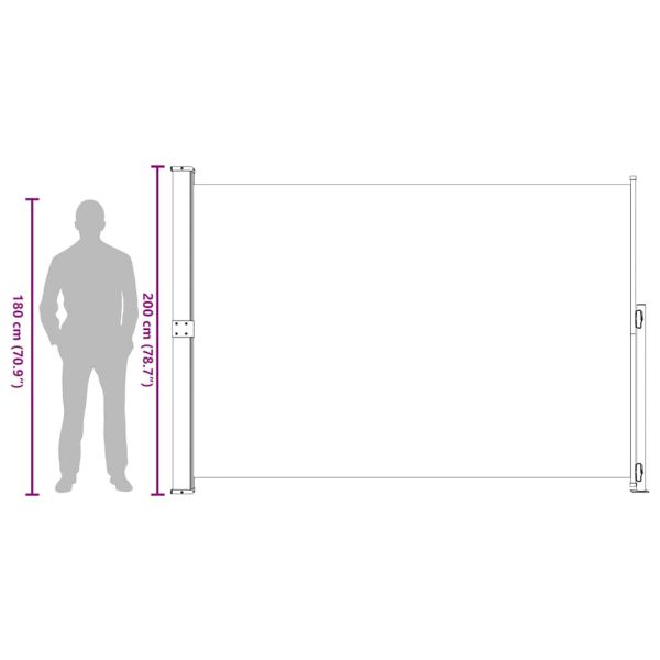 Прибираща се дворна странична тента, 200x300 см, кремава