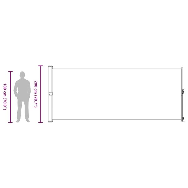 Прибираща се дворна странична тента, 200x500 см, кремава