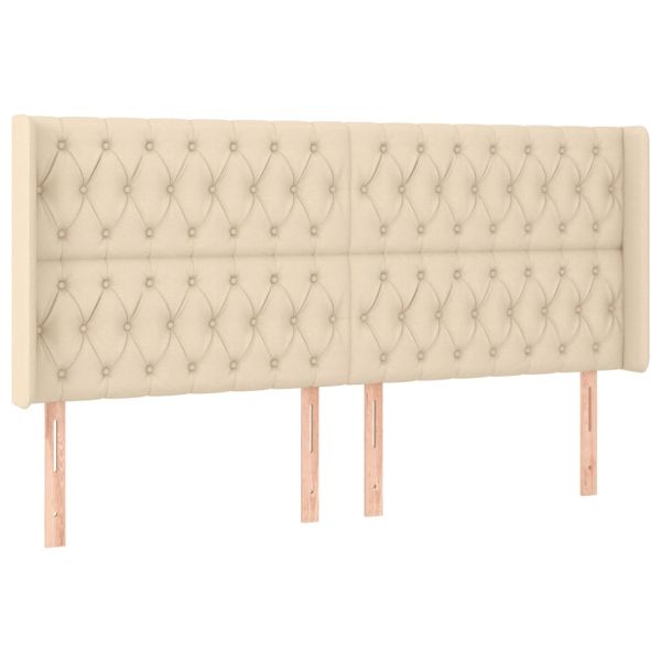 Боксспринг легло с матрак и LED, кремаво, 180x200 см, плат