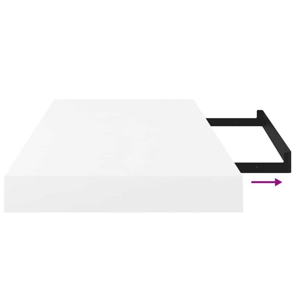 Окачени стенни рафтове, 4 бр, бял гланц, 50x23x3,8 см, МДФ