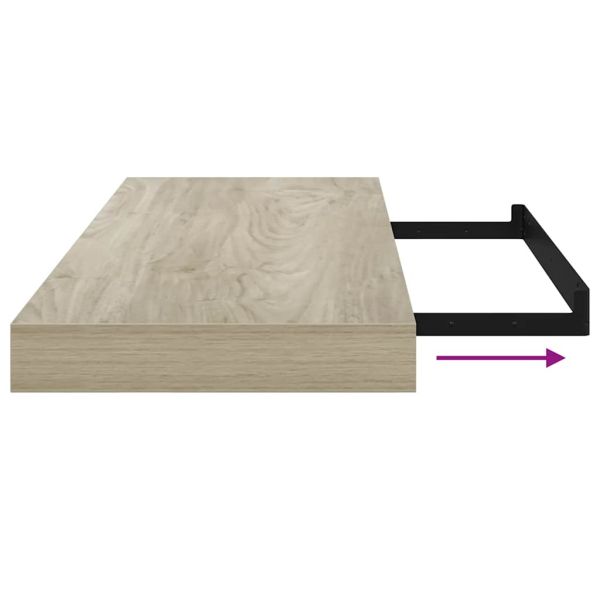 Окачени стенни рафтове, 2 бр, дъб, 60x23,5x3,8 см, МДФ