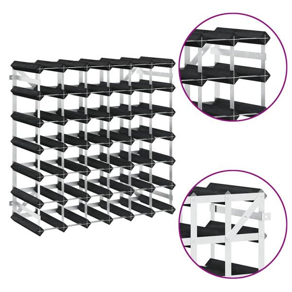 Стойка за вино за 42 бутилки, черна, масивна борова дървесина