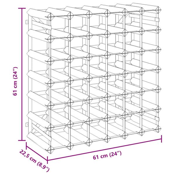 Стойка за вино за 42 бутилки, черна, масивна борова дървесина