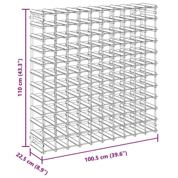 Стойка за вино за 120 бутилки, черна, масивна борова дървесина