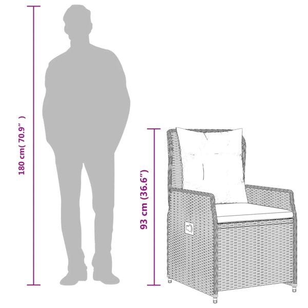 Градински трапезен комплект 7 части с възглавници сив полиратан