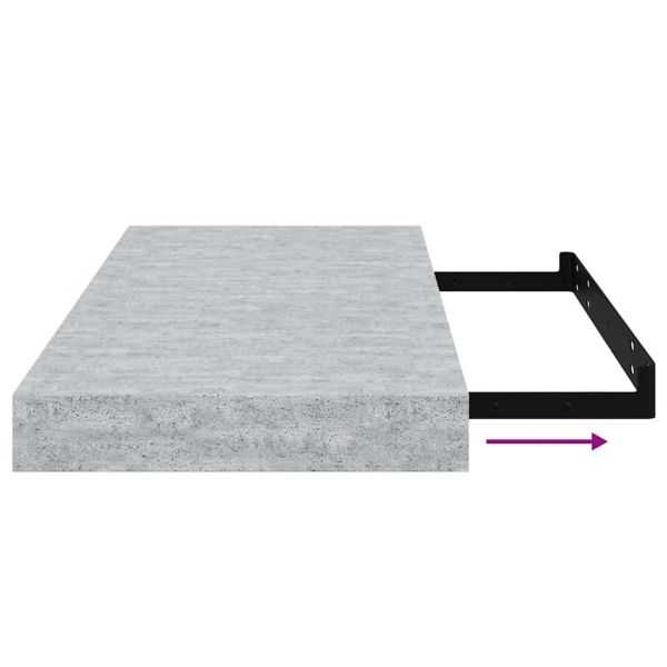 Окачени стенни рафтове, 2 бр, бетонно сиви, 50x23x3,8 см, МДФ