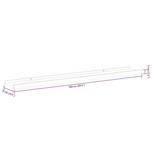 Стенни рафтове, 2 бр, черни, 100x9x3 см