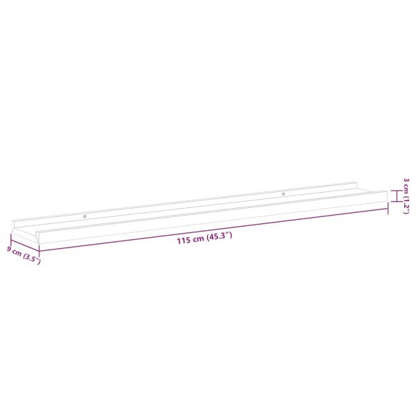 Стенни рафтове, 2 бр, черни, 115x9x3 см