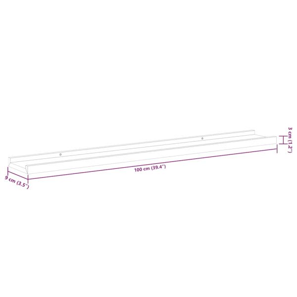 Стенни рафтове, 4 бр, черни, 100x9x3 см