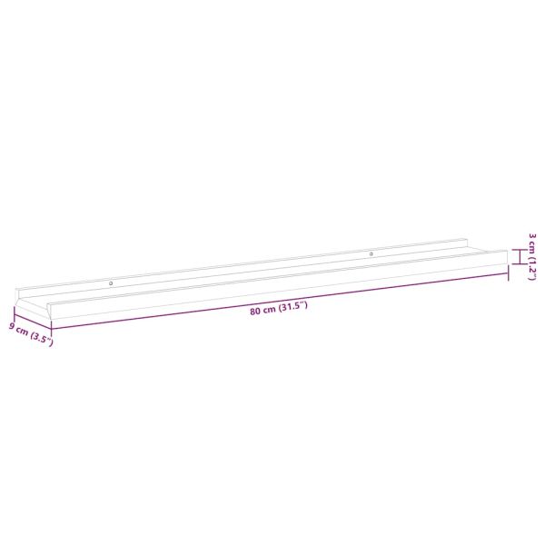 Стенни рафтове, 2 бр, бетонно сиви, 80x9x3 см