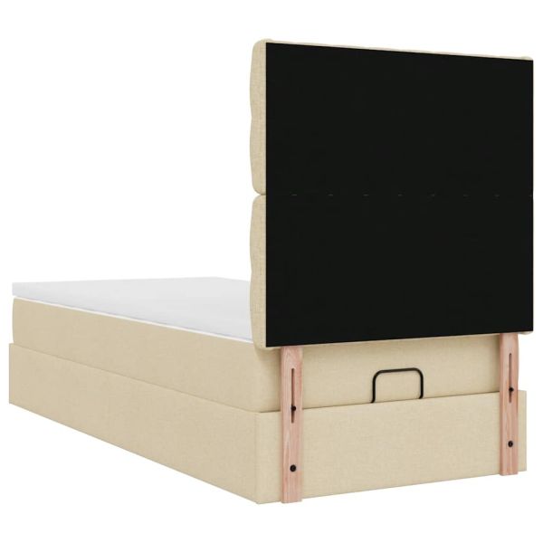 Османска легло с матрак, кремаво, 100x200 см, плат