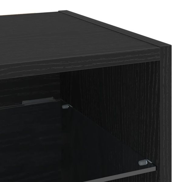 LED стенен нощен шкаф Черно 30 x 28,5 x 30 см