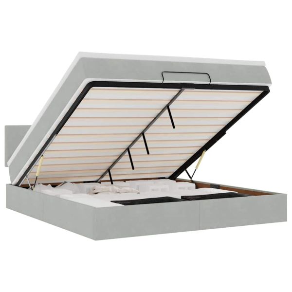 Османско легло с матрак Светло сиво 180x200 cm Кадифе