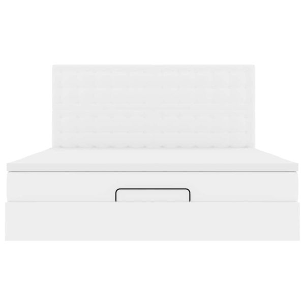 Османска легло с матрак, бяло, 160x200 см, изкуствена кожа