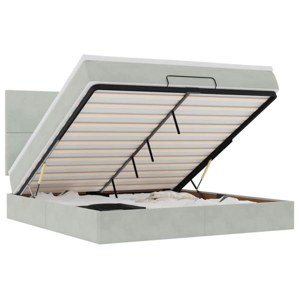 Османска легло с матраци, светлосиво, 180x200 см, кадифе