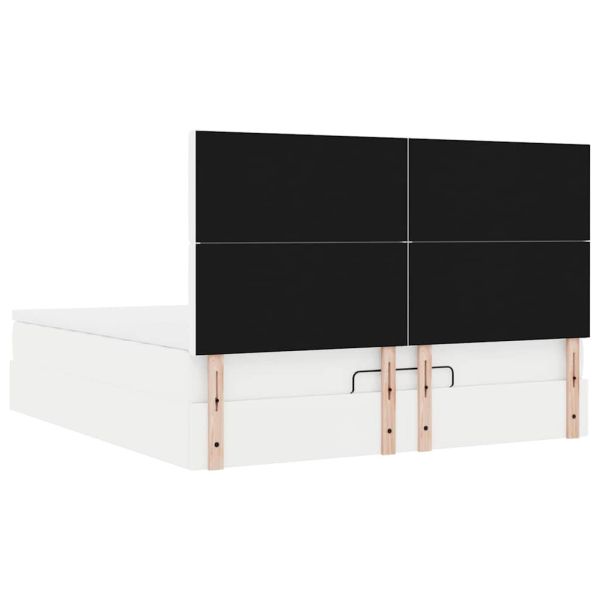 Османска легло с матрак&LED, бяло, 160x200 см, изкуствена кожа