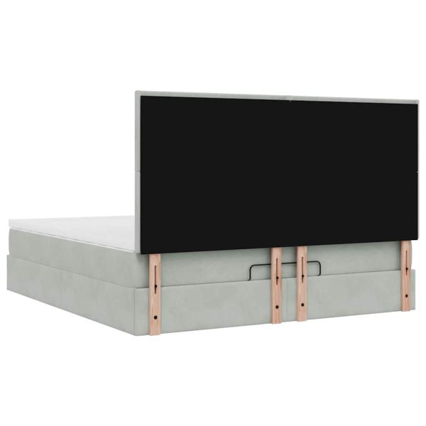 Османска легло с матраци и LED, светлосиво, 180x200 см, кадифе