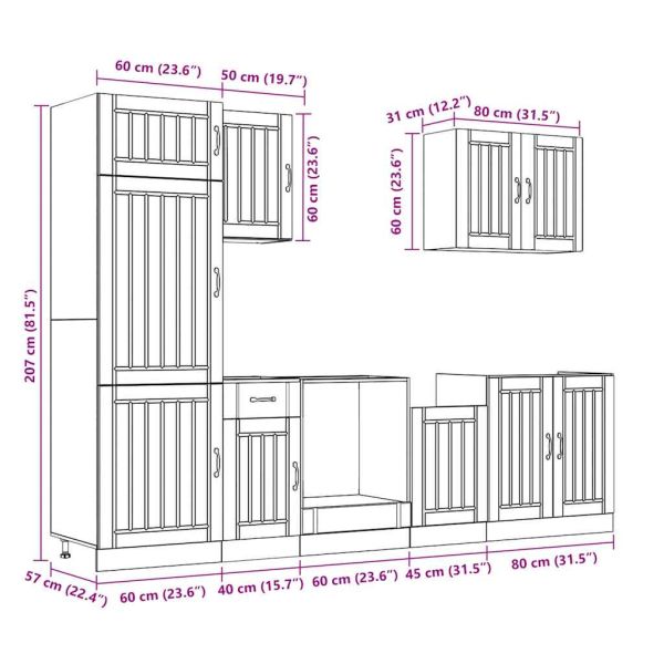 Комплект кухненски шкафове от 7 части Lucca, инженерно дърво