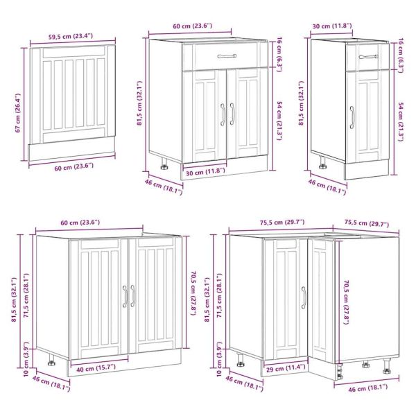 Комплект кухненски шкафове от 11 части Lucca, инженерно дърво
