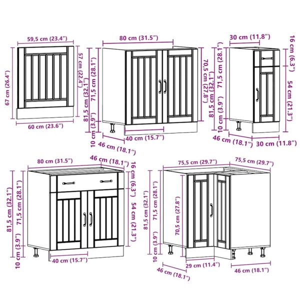 Комплект кухненски шкафове от 11 части Lucca, инженерно дърво