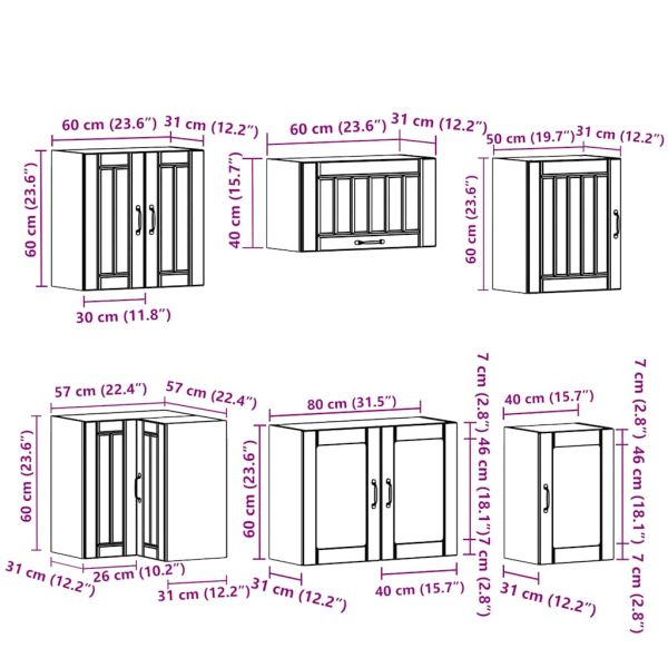 Комплект кухненски шкафове от 11 части Lucca, инженерно дърво