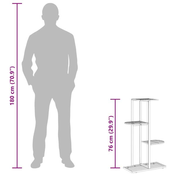 4-етажна поставка за цветя, 43x22x76 см, черен, метал