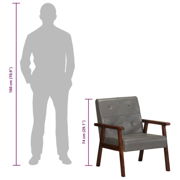 Фотьойл, сив, естествена кожа