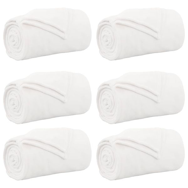 Одеала за хвърляне 6 pcs Бяло 150 x 200 cm Мека вълна