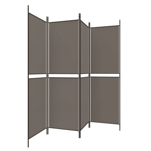 Параван за стая, 4 панела, антрацит, 200x180 cм, текстил