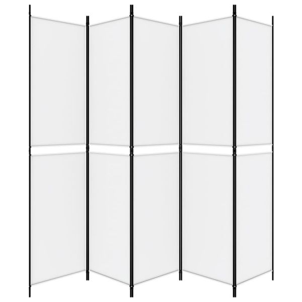 Параван за стая, 5 панела, бял, 250x220 см, текстил