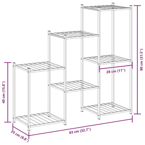 Стойка за цветя, 83x25x80 см, черна, желязо