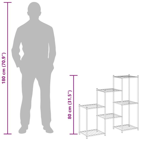 Стойка за цветя, 83x25x80 см, черна, желязо